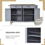 Okak Modrn Isola da Cucina con Anta a Ribalta e Ripiani Regolabili, Carrello da Cucina con Ruote e Cassetti, Mobile Contenitore Tavolo da Pranzo Pieghevole
