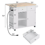 Okak Isola da Cucina Moderna con Anta a Ribalta e Ripiani Regolabili, Carrello da Cucina con Ruote, Ripiani e Cassetti, Mobile Contenitore Tavolo da Pranzo Pieghevole