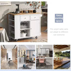 Okak Isola da Cucina Moderna con Anta a Ribalta e Ripiani Regolabili, Carrello da Cucina con Ruote, Ripiani e Cassetti, Mobile Contenitore Tavolo da Pranzo Pieghevole