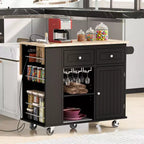 Okak Modrn Kitchen Island with Drop Leaf & Adjustable Racks,Rolling Kitchen Cart with Shelves & Drawers,Storage Cabinet Folding Dining Table
