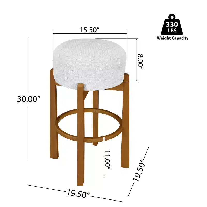 Sgabelli da Bar Rotondi Imbottiti Christopher Knight Home Boylan in Legno di Gomma (Set da 4)