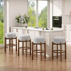 Sgabelli da Bar Rotondi Imbottiti Christopher Knight Home Boylan in Legno di Gomma (Set da 4)