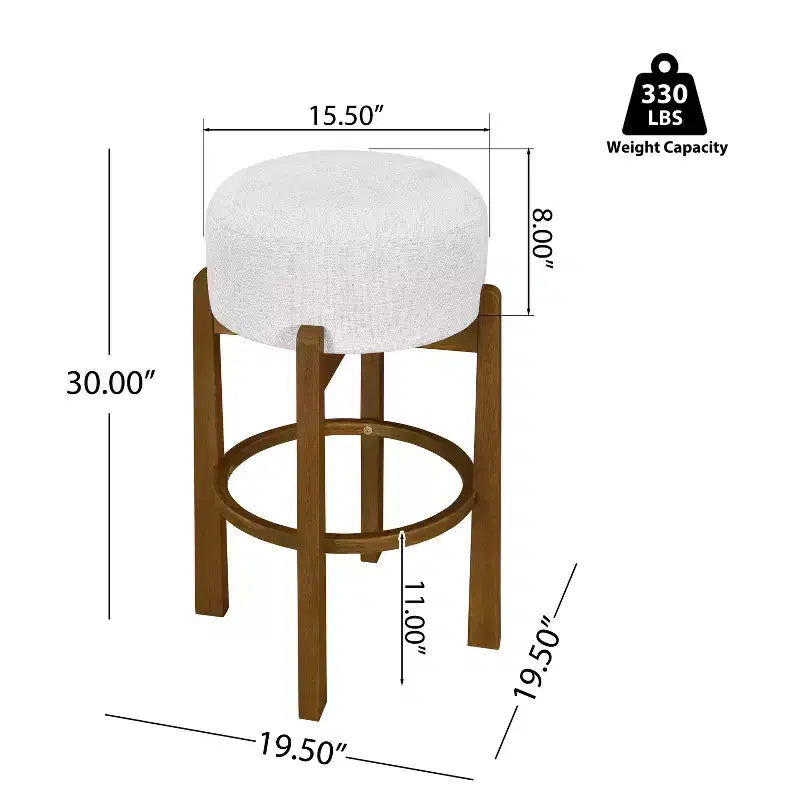 Sgabelli da Bar Rotondi Imbottiti Christopher Knight Home Boylan in Legno di Gomma (Set da 4)