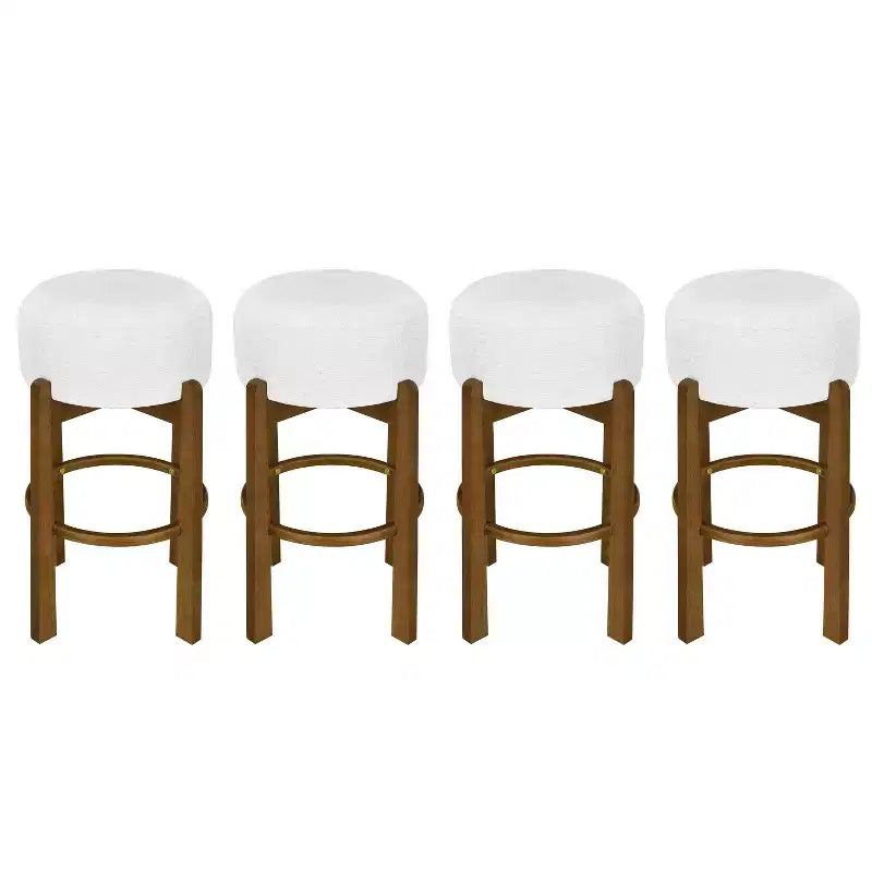 Sgabelli da Bar Rotondi Imbottiti Christopher Knight Home Boylan in Legno di Gomma (Set da 4)
