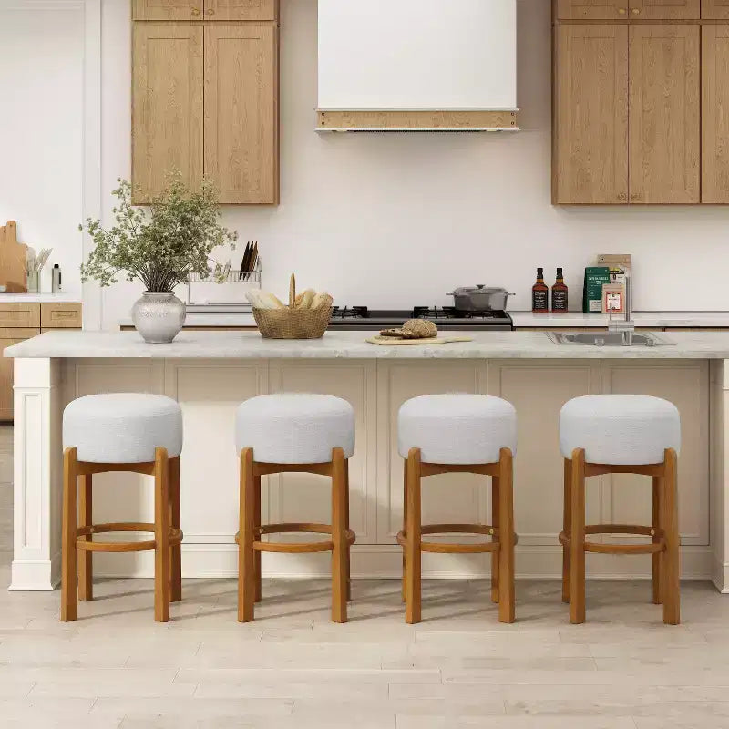 Tabourets de bar ronds rembourrés Christopher Knight Home Boylan en bois d'hévéa (Lot de 4)