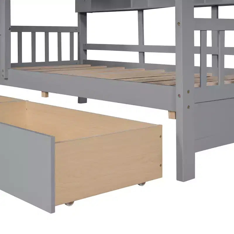 Letto per bambini e letto a casetta Whisen Twin Size, letto a casetta con 2 cassetti, ripiano portaoggetti