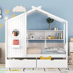 Letto per bambini e letto a casetta Whisen Twin Size, letto a casetta con 2 cassetti, ripiano portaoggetti