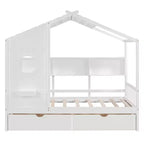 Letto per bambini e letto a casetta Whisen Twin Size, letto a casetta con 2 cassetti, ripiano portaoggetti