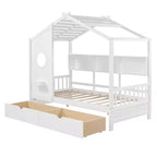 Letto per bambini e letto a casetta Whisen Twin Size, letto a casetta con 2 cassetti, ripiano portaoggetti