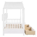 Letto per bambini e letto a casetta Whisen Twin Size, letto a casetta con 2 cassetti, ripiano portaoggetti