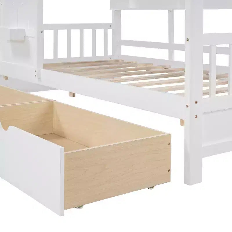 Letto per bambini e letto a casetta Whisen Twin Size, letto a casetta con 2 cassetti, ripiano portaoggetti