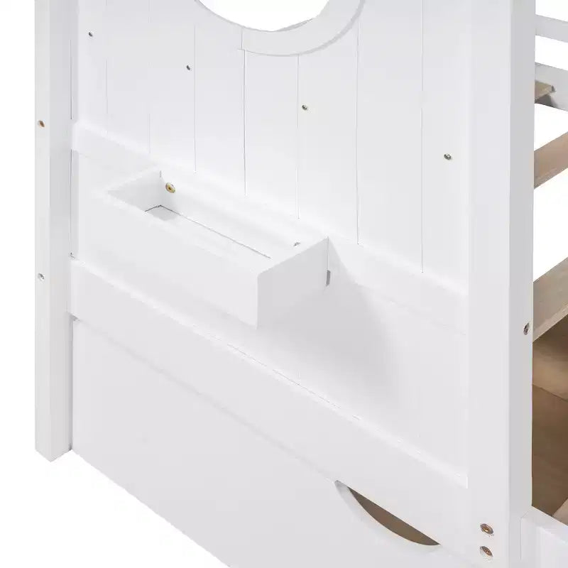 Letto per bambini e letto a casetta Whisen Twin Size, letto a casetta con 2 cassetti, ripiano portaoggetti