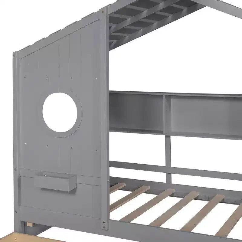 Letto per bambini e letto a casetta Whisen Twin Size, letto a casetta con 2 cassetti, ripiano portaoggetti
