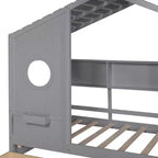 Letto per bambini e letto a casetta Whisen Twin Size, letto a casetta con 2 cassetti, ripiano portaoggetti