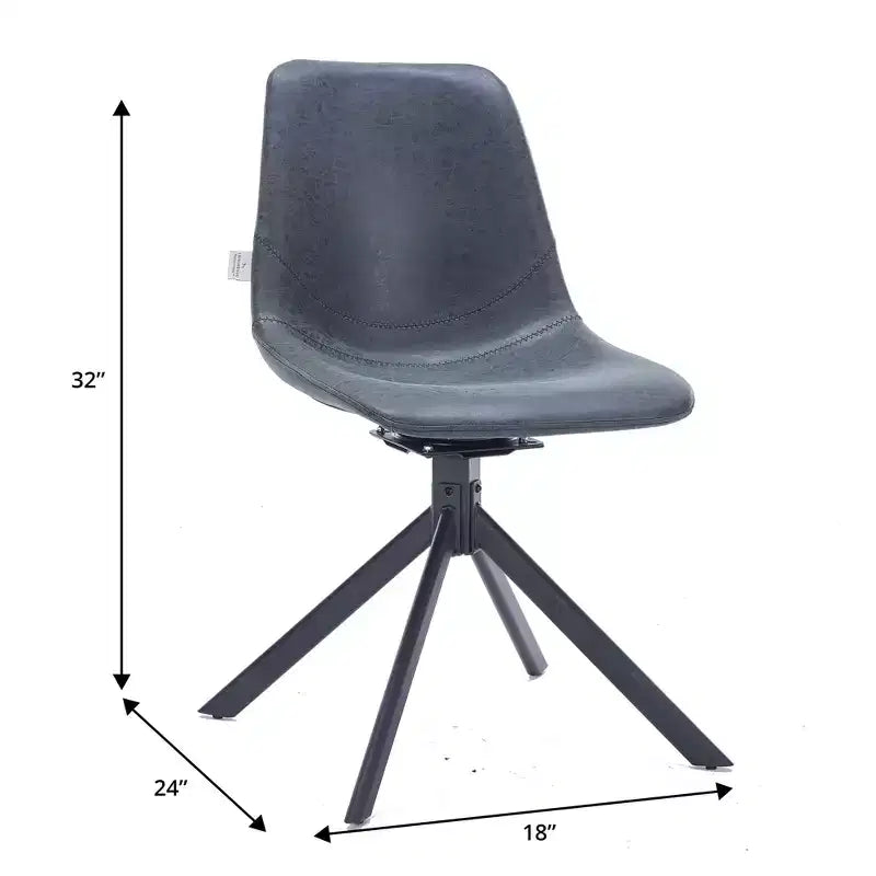 Chaise de salle à manger en cuir LeisureMod avec pivotement à 360 degrés et pieds en fer thermolaqué
