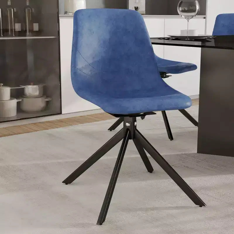 Chaise de salle à manger en cuir LeisureMod avec pivotement à 360 degrés et pieds en fer thermolaqué