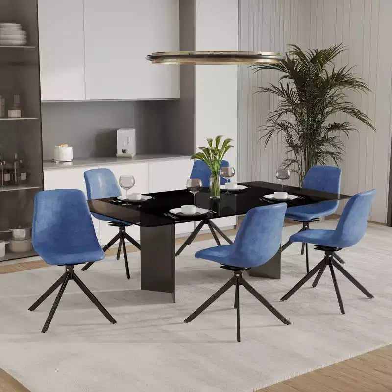 Chaise de salle à manger en cuir LeisureMod avec pivotement à 360 degrés et pieds en fer thermolaqué