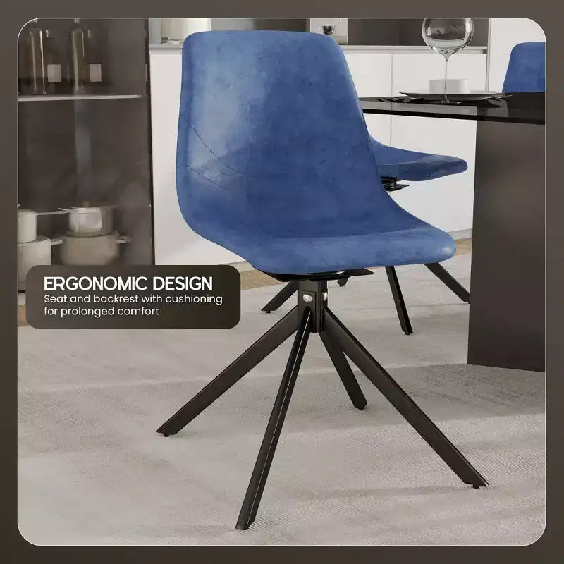 Chaise de salle à manger en cuir LeisureMod avec pivotement à 360 degrés et pieds en fer thermolaqué