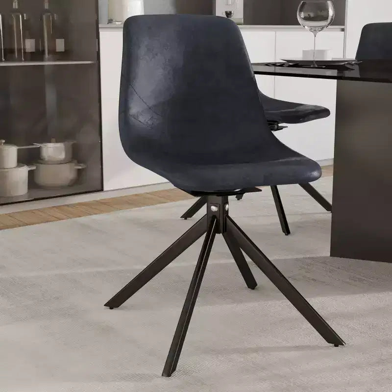 Chaise de salle à manger en cuir LeisureMod avec pivotement à 360 degrés et pieds en fer thermolaqué