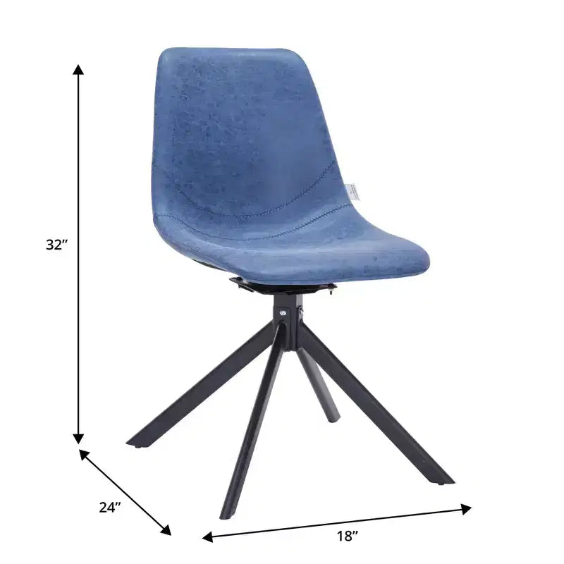 Chaise de salle à manger en cuir LeisureMod avec pivotement à 360 degrés et pieds en fer thermolaqué