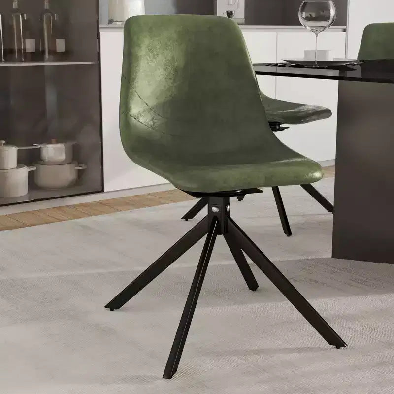 Chaise de salle à manger en cuir LeisureMod avec pivotement à 360 degrés et pieds en fer thermolaqué