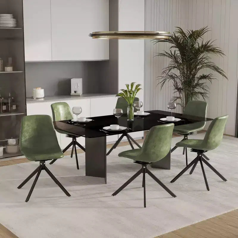 Chaise de salle à manger en cuir LeisureMod avec pivotement à 360 degrés et pieds en fer thermolaqué