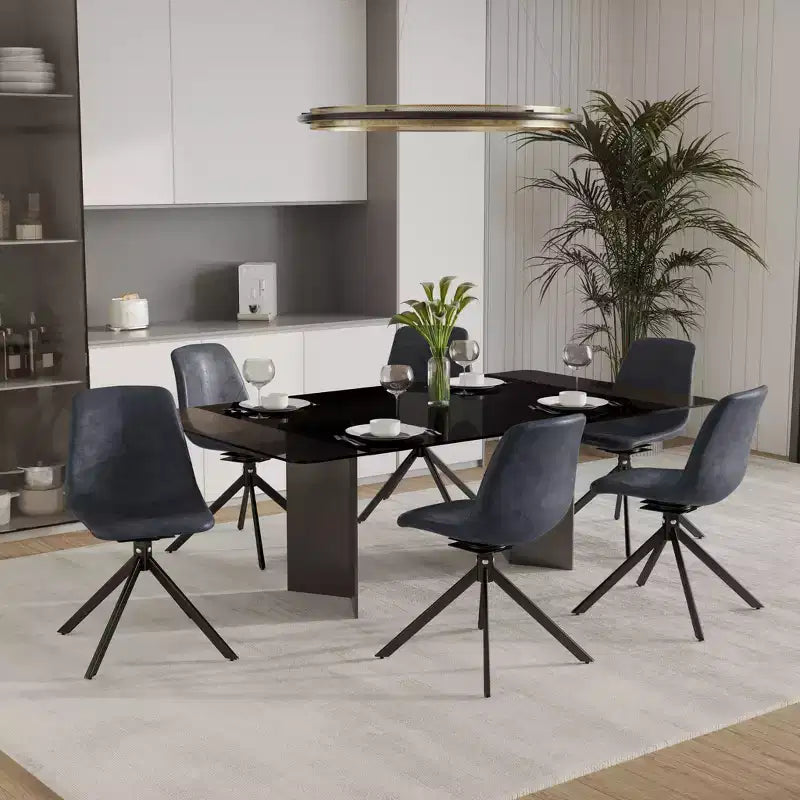 Chaise de salle à manger en cuir LeisureMod avec pivotement à 360 degrés et pieds en fer thermolaqué