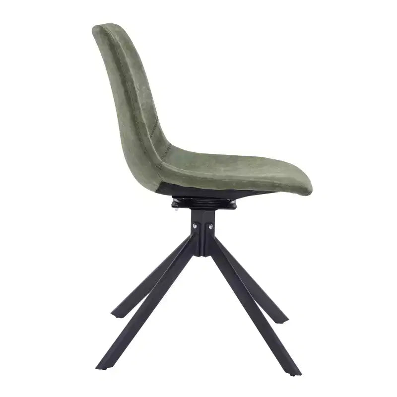 Chaise de salle à manger en cuir LeisureMod avec pivotement à 360 degrés et pieds en fer thermolaqué