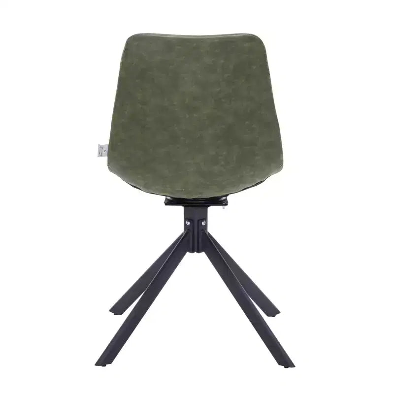 Chaise de salle à manger en cuir LeisureMod avec pivotement à 360 degrés et pieds en fer thermolaqué