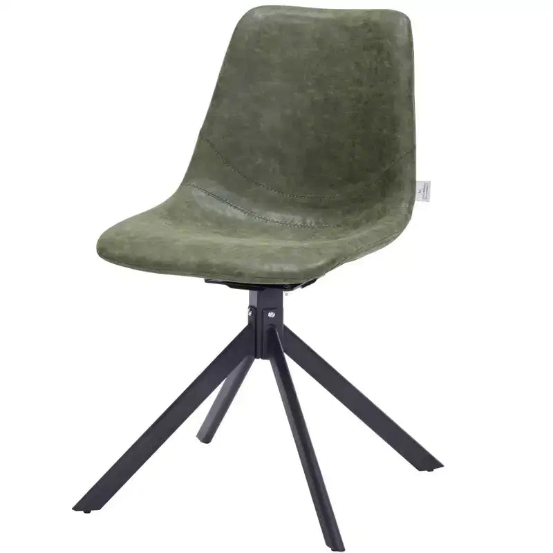 Chaise de salle à manger en cuir LeisureMod avec pivotement à 360 degrés et pieds en fer thermolaqué