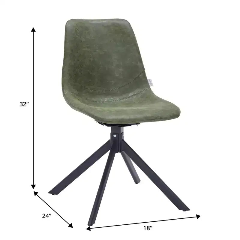 Chaise de salle à manger en cuir LeisureMod avec pivotement à 360 degrés et pieds en fer thermolaqué