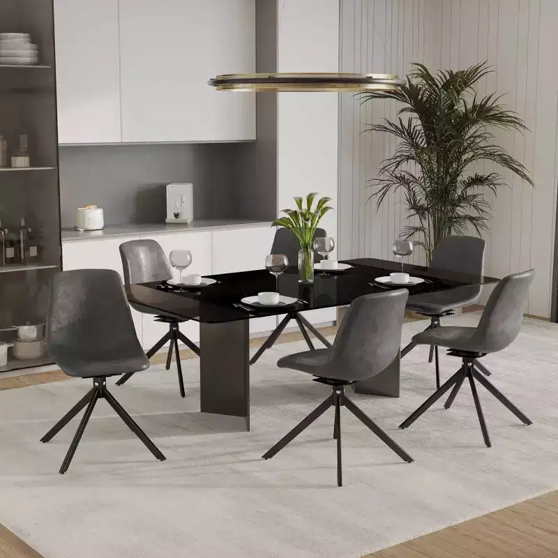 Chaise de salle à manger en cuir LeisureMod avec pivotement à 360 degrés et pieds en fer thermolaqué
