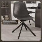 Chaise de salle à manger en cuir LeisureMod avec pivotement à 360 degrés et pieds en fer thermolaqué