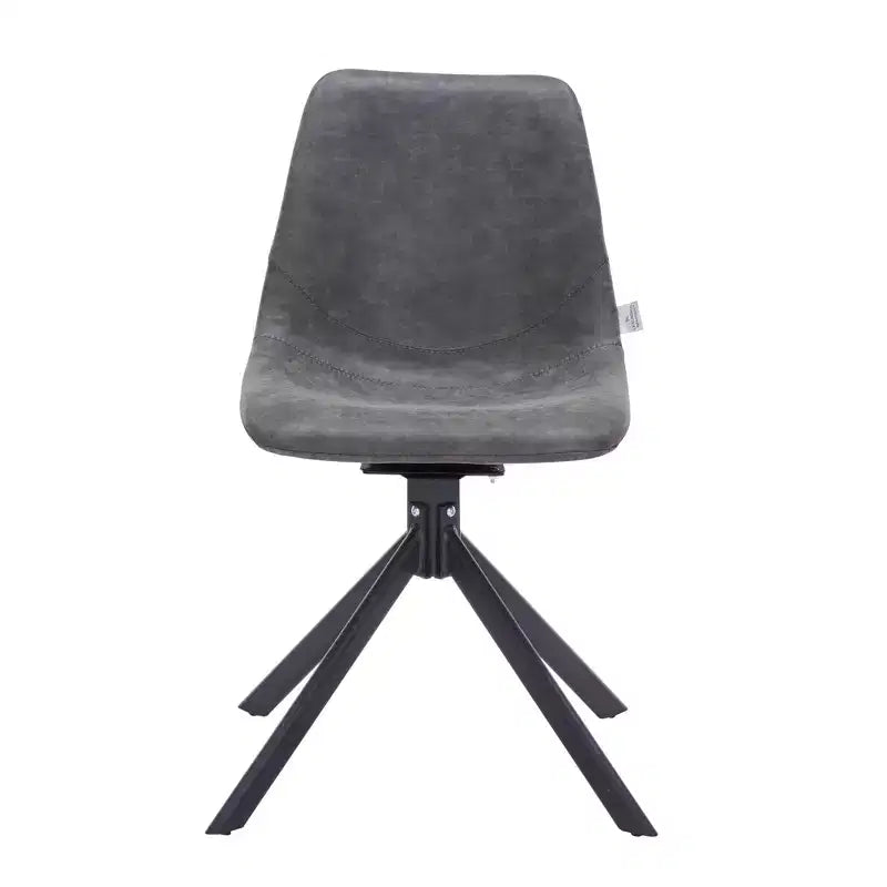 Chaise de salle à manger en cuir LeisureMod avec pivotement à 360 degrés et pieds en fer thermolaqué