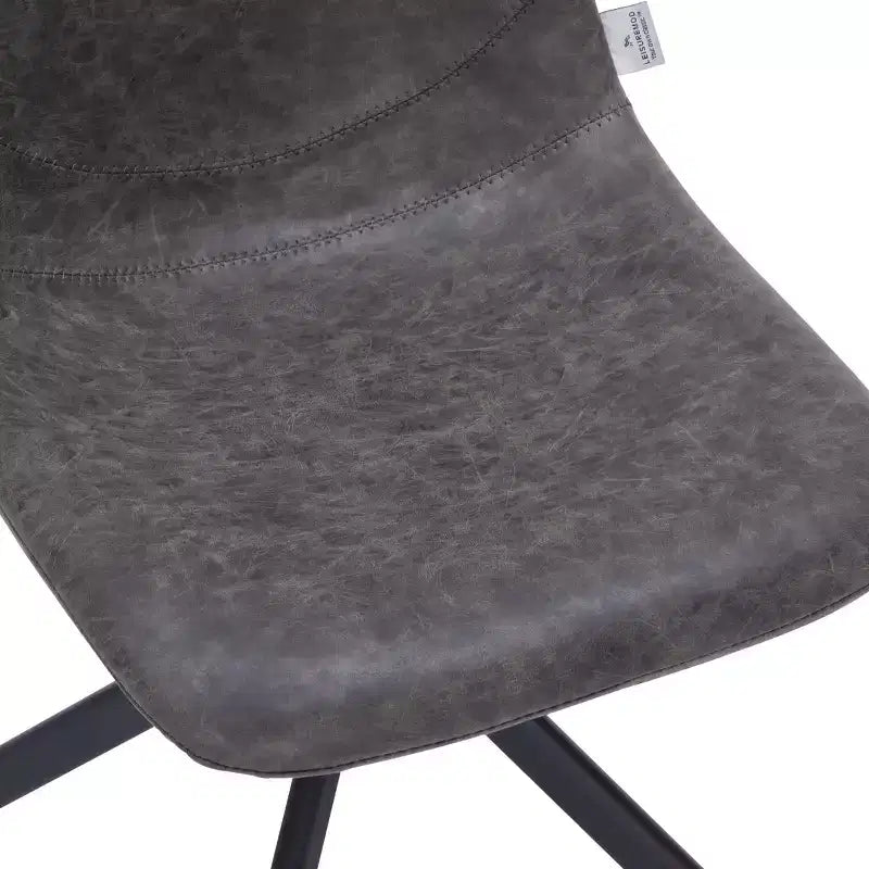 Chaise de salle à manger en cuir LeisureMod avec pivotement à 360 degrés et pieds en fer thermolaqué