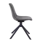 Chaise de salle à manger en cuir LeisureMod avec pivotement à 360 degrés et pieds en fer thermolaqué