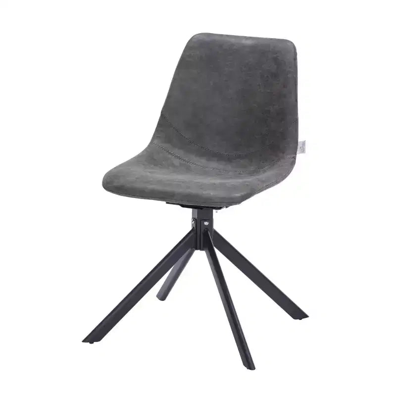 Chaise de salle à manger en cuir LeisureMod avec pivotement à 360 degrés et pieds en fer thermolaqué