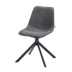 Chaise de salle à manger en cuir LeisureMod avec pivotement à 360 degrés et pieds en fer thermolaqué