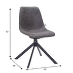 Chaise de salle à manger en cuir LeisureMod avec pivotement à 360 degrés et pieds en fer thermolaqué