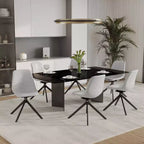 Chaise de salle à manger en cuir LeisureMod avec pivotement à 360 degrés et pieds en fer thermolaqué
