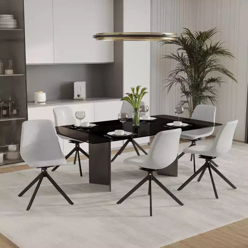 Chaise de salle à manger en cuir LeisureMod avec pivotement à 360 degrés et pieds en fer thermolaqué