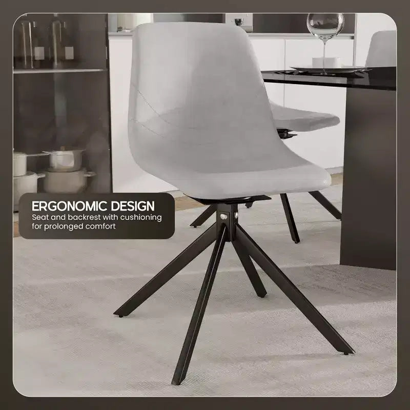 Chaise de salle à manger en cuir LeisureMod avec pivotement à 360 degrés et pieds en fer thermolaqué