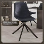 Chaise de salle à manger en cuir LeisureMod avec pivotement à 360 degrés et pieds en fer thermolaqué