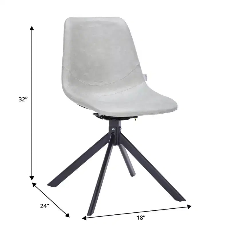Chaise de salle à manger en cuir LeisureMod avec pivotement à 360 degrés et pieds en fer thermolaqué