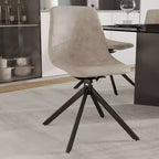 Chaise de salle à manger en cuir LeisureMod avec pivotement à 360 degrés et pieds en fer thermolaqué