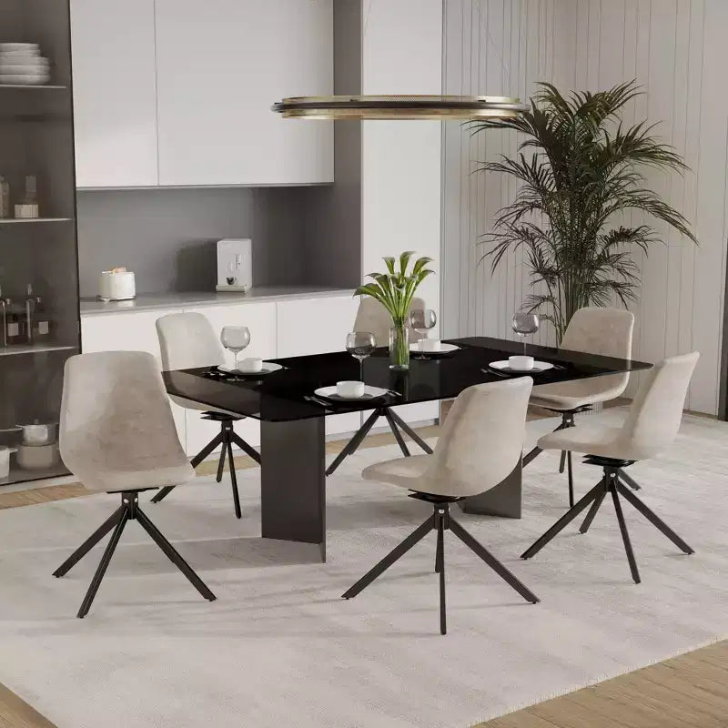 Chaise de salle à manger en cuir LeisureMod avec pivotement à 360 degrés et pieds en fer thermolaqué
