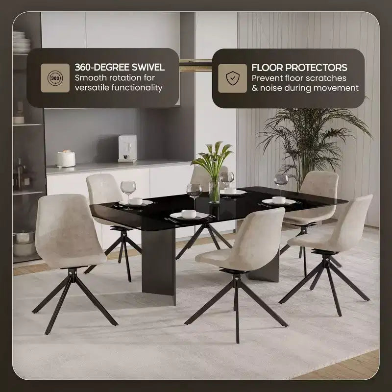 Chaise de salle à manger en cuir LeisureMod avec pivotement à 360 degrés et pieds en fer thermolaqué