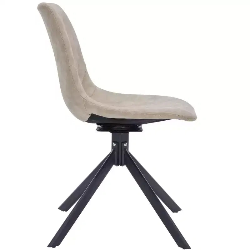 Chaise de salle à manger en cuir LeisureMod avec pivotement à 360 degrés et pieds en fer thermolaqué