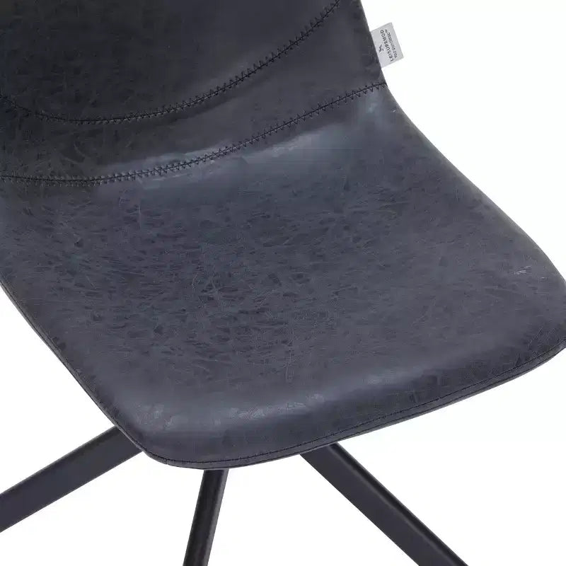 Chaise de salle à manger en cuir LeisureMod avec pivotement à 360 degrés et pieds en fer thermolaqué
