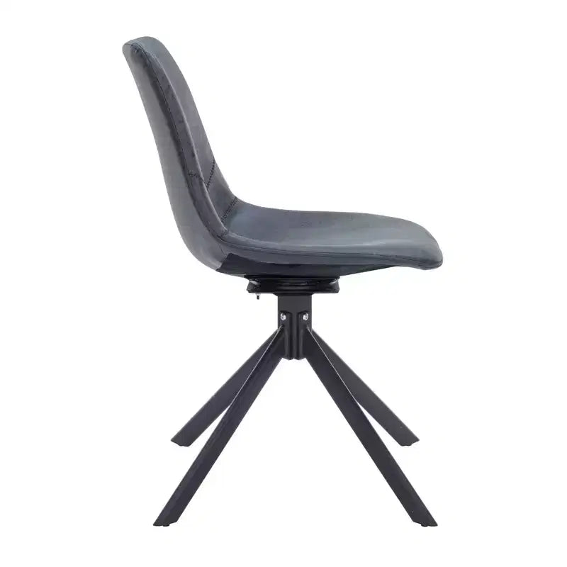 Chaise de salle à manger en cuir LeisureMod avec pivotement à 360 degrés et pieds en fer thermolaqué